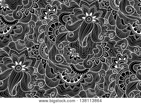 Decorative natural seamless pattern. Zen-tagle style and mehndi style