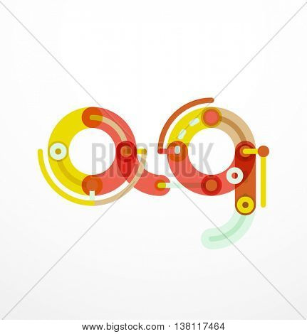 Linear initial letters, logo branding concept, cartoon funny style