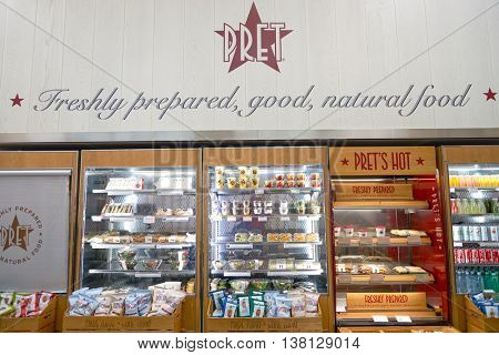 CHICAGO, IL - CIRCA MARCH, 2016: interior of Pret a Manger. Pret a Manger is a sandwich shop chain based in the United Kingdom