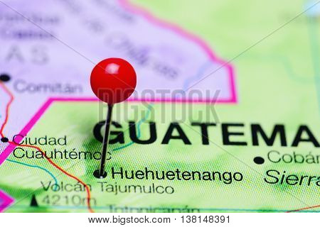 Huehuetenango pinned on a map of Guatemala