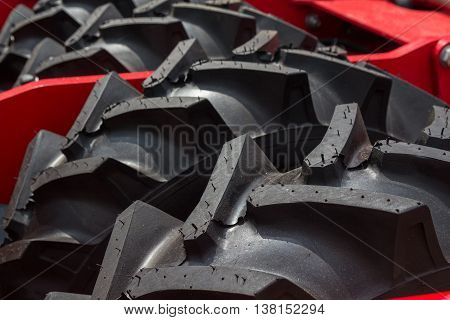 Tread wheel farm tractor close-up. Сars and equipment