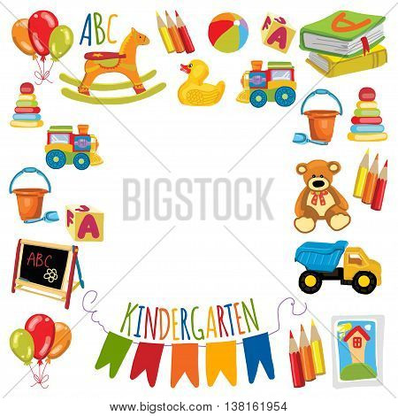 Kindergarten Play and study Vector hand drawn images