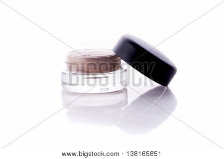 makeup set isolated on white background with copyspace