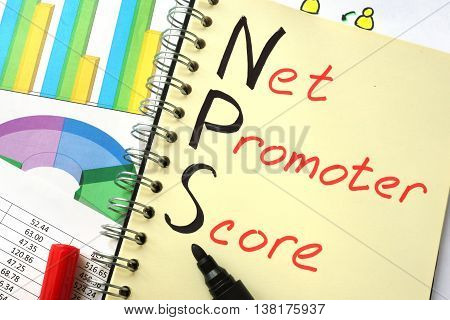 Notebook with  sign NPS net promoter score