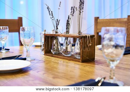 Serving Dinner Table In Restaurant