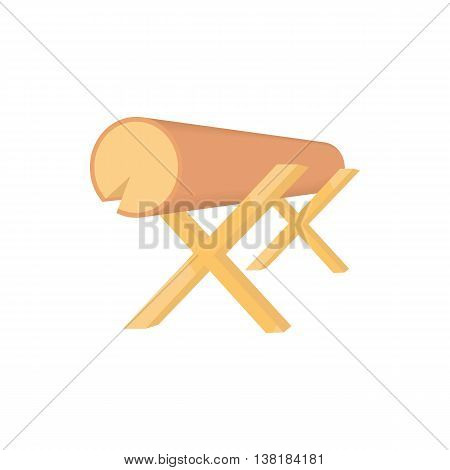 Work bench with the log icon in cartoon style on a white background