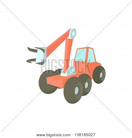 Forestry harvester icon in cartoon style on a white background