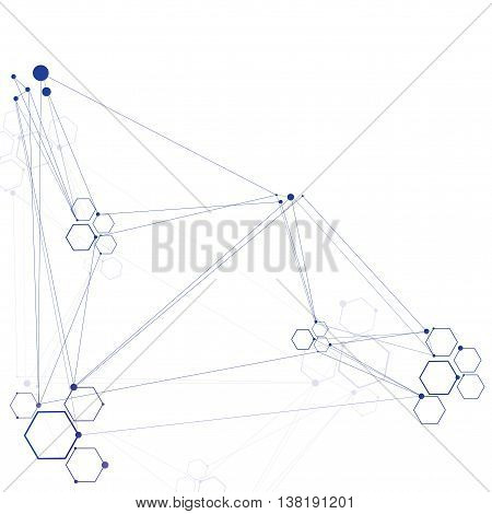 Abstract molecular connection. Technology connection. Connection of  hexagonal cells.
