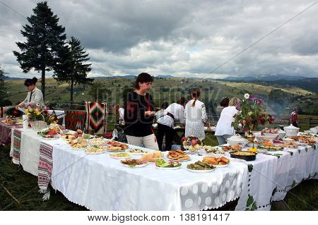 Lazeshchyna Ukraine - September 6. 2009: Participants of the gastronomic festival 