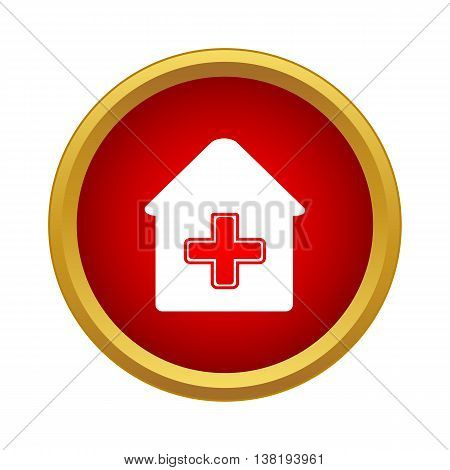 Medical house icon in simple style in red circle