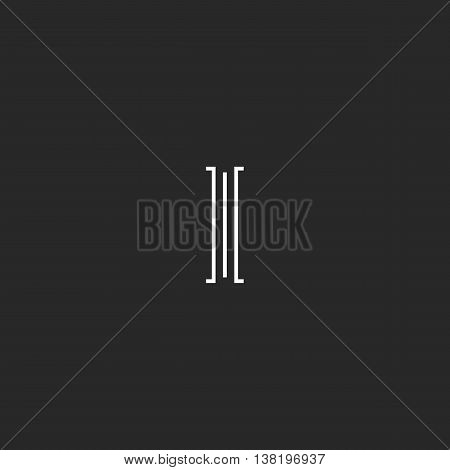 Simple Mediaeval Monogram I Letter Logo, Thin Line Initial Hipster Emblem