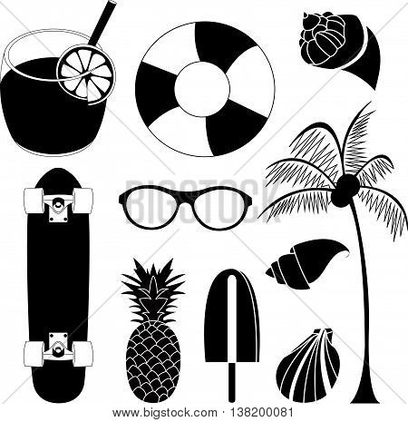 Vector illustration set of summer lovely things issolated
