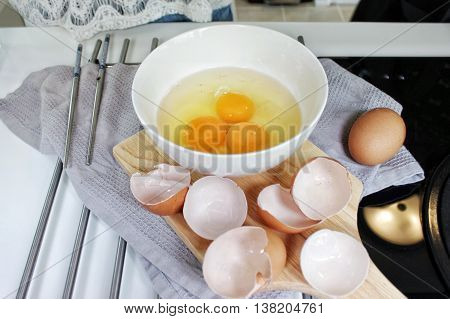 Omelette Thai style cooking concept in the kitchen