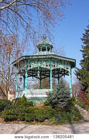 Wooden pavilion from 1896 in Koprivnica City Park Croatia