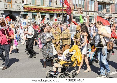 St. Petersburg, Russia - 9 May, Men, women and children as part of the immortal regiment, 9 May, 2016.
Memory Action 