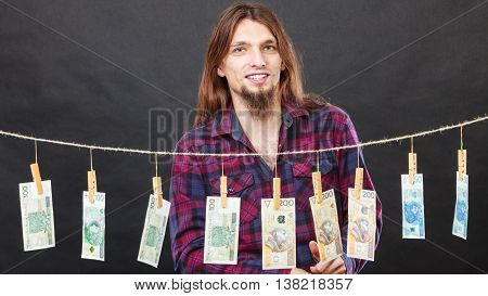 Rich Man With Laundry Of Money