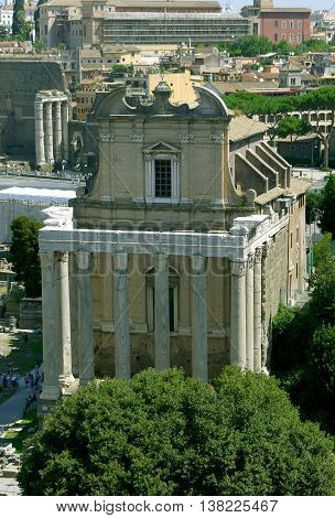 Temple of Antoninus and Faustina, Roman Forum. Rome, ITALY.