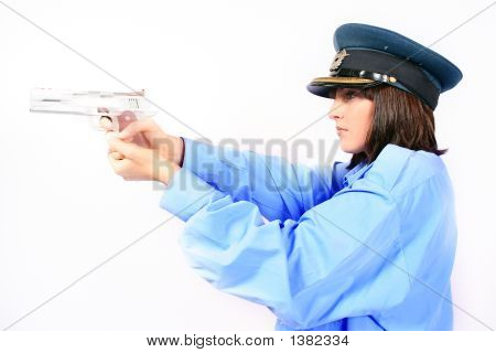 Fonny Cop nebo policie žena s pistolí stříbrné