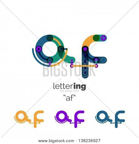 Linear initial letters, logo branding concept, cartoon funny style