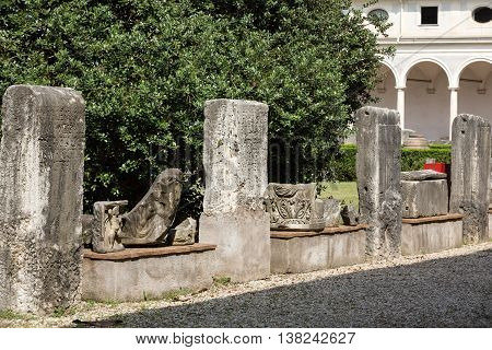 ROME, ITALY - JUNE 12, 2015: The baths of Diocletian (Thermae Diocletiani) in Rome. Italy