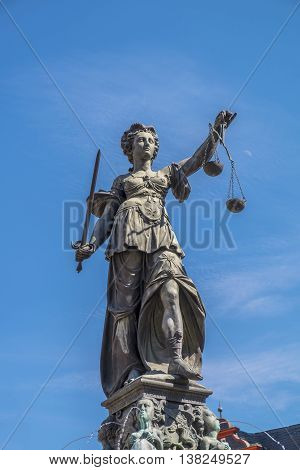 Statue Of Lady Justice (justitia) In Frankfurt