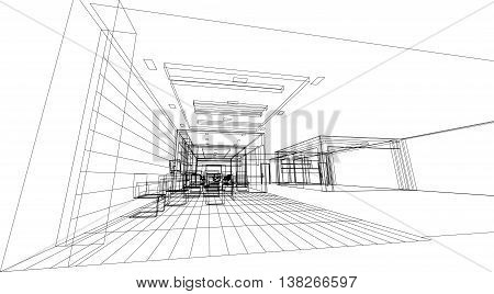 interior architecture abstract, 3d illustration, building structure
commercial building design