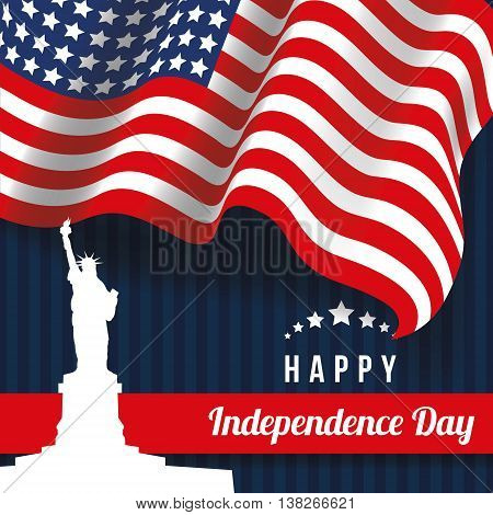 Set of USA Independence day with USA flag concept
