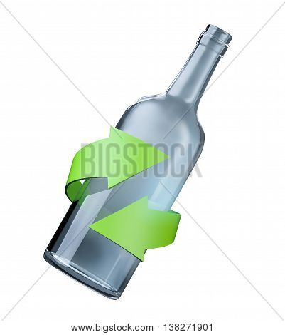 Recycling glass bottle concept illustration isolated on white background