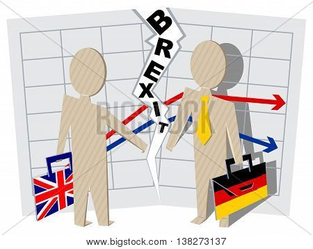 Britain and Germany Brexit. Severance of relations in business. Illustration in vector format