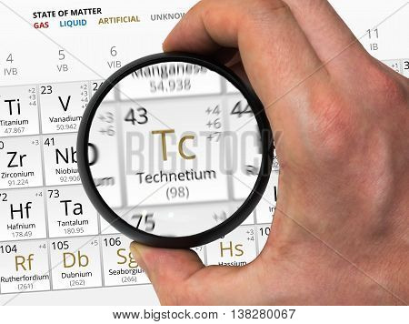 Technetium Symbol - Tc. Element Of The Periodic Table Zoomed Wit