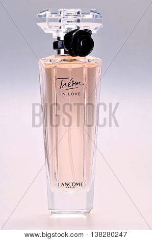 KIEV UKRAINE - August 03 2011. Illustrative editorial photo - eau de parfum (perfume) Lancome 