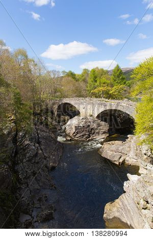 Invermoriston bridge Scotland UK Scottish tourist destination crosses the spectacular River Moriston falls