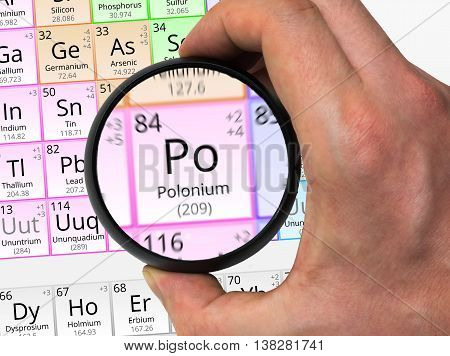 Polonium Symbol - Po. Element Of The Periodic Table Zoomed With