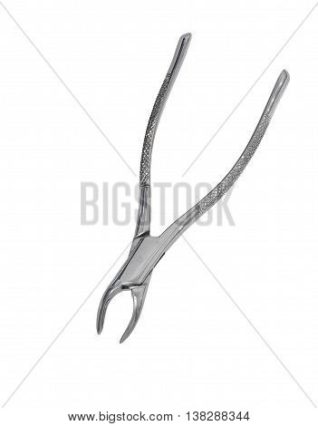 extraction forceps dental equipment forceps metal equipment tools for teeth dental. isolated on a white Clipping path.