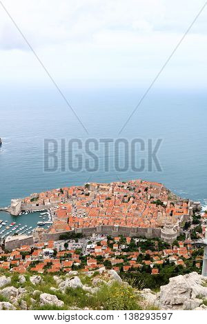 Aerial view of the popular seaside tourist destination of Dubrovnik the filming location of a popular TV series in Croatia