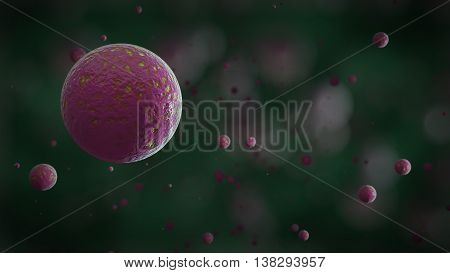 3d rendering bacteria virus or germs microorganism cells under microscope. High Quality 3D Render