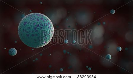 3d rendering bacteria virus or germs microorganism cells under microscope. High Quality 3D Render