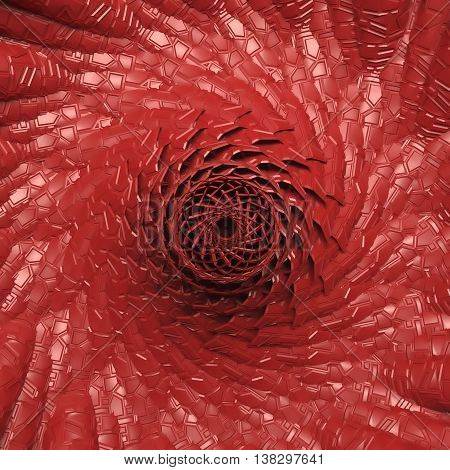 3D rendering ornaments with repeating pattern. Red Abstract surface