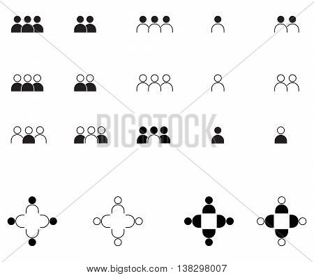 People icon set  team set corporate business social issues