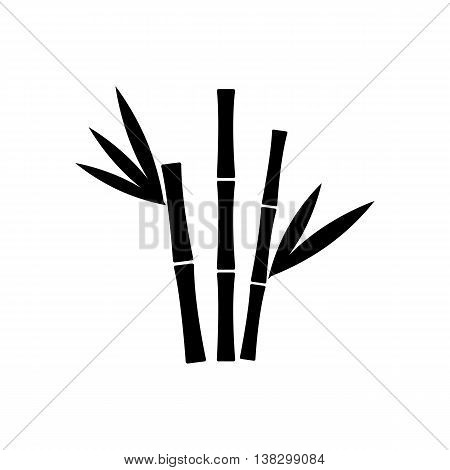 Bamboo icon with leaves silhouette isolated on white background. Vector illustration