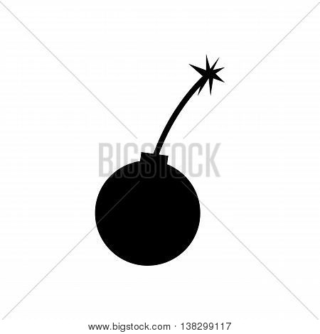 Bomb icon. Silhouette symbol. Flat design vector illustration