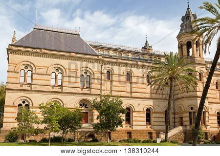 ADELAIDE, AUSTRALIA - APRIL, 2016: Facade of Mortlock Library at the front of South Australian Museum in Adelaide, South Australia on April 18, 2016. It is part of State Library of South Australia
