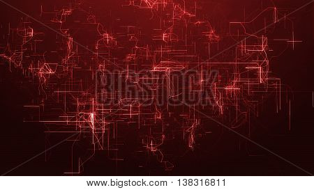 3d rendering abstract background with Techlines with glowing dots.