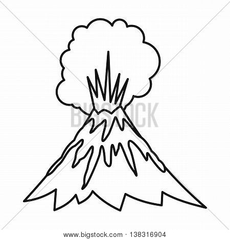 Volcano erupting icon in outline style isolated vector illustration