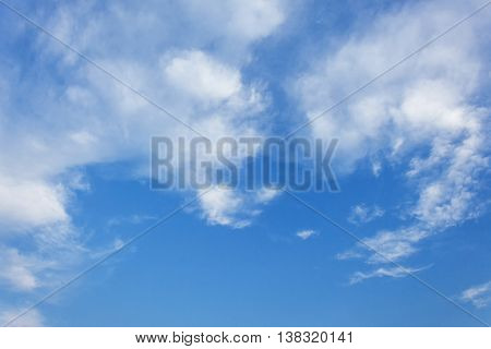blue sky with white cloud Colorful vivid beautiful nature