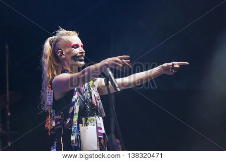 Rimetea (Torocko), Romania - July , 2016: The Anna& The Barbies hungarian band performing at the Doublerise festival, the first multi art festival from Transylvania on July 1, 2016
