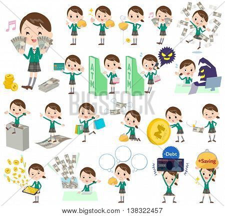 School Girl Green Blazer Money