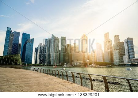 Singapore city skyline of business district downtown in daytime.