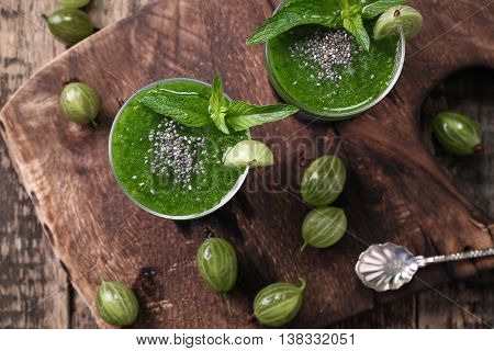 Healthy Green Fresh Fruit And Vegetable Juice Smoothie Breackfast