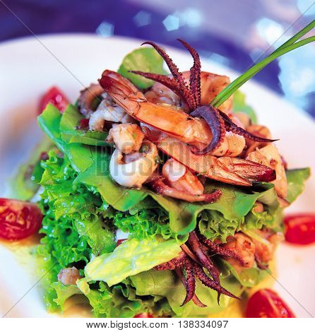 Gourmet Delicious dishes to sea food restaurant